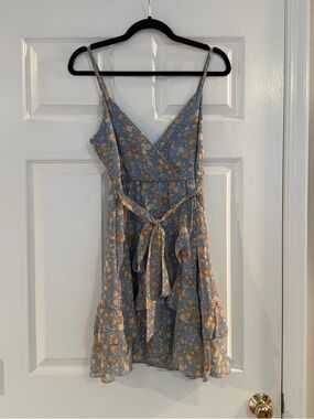 NWT Floral Wrap Sundress in Blue and Yellow